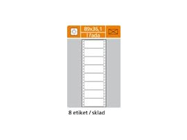 Tabelační etikety s vodící drážkou jednořadé - 89 x 36,1 mm jednořadé 4000 etiket / 500 skladů