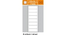 Tabelační etikety s vodící drážkou jednořadé a dvouřadé - 100 x 36,1 mm jednořadé 200 etiket / 25 skladů