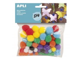 Kuličky APLI POM POM barevné / 78 ks