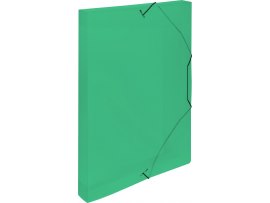 Box na spisy A4 s gumou průsvitný - hřbet 3 cm / zelená