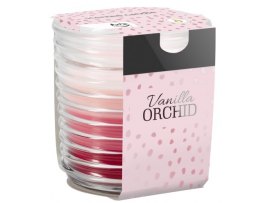 Vonná svíčka tříbarevná / vroubkované sklo - Vanilka-Orchidej
