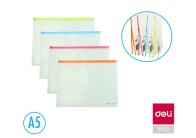 Spisové desky Fashion DELI na zip - A5 / barevný mix
