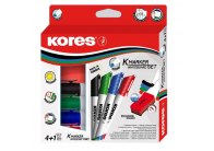 Popisovač Kores K-Marker Wihteboard - sada 4 ks + mazací houba / kulatý hrot Popisovač Kores K-Marker Wihteboard - sada 4 ks + mazací houba / kulatý hrot