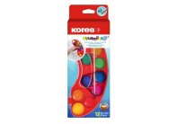 Vodové barvy Kores Akuarellos - 12 barev / průměr 30 mm + štětec Vodové barvy Kores Akuarellos - 12 barev / průměr 30 mm + štětec