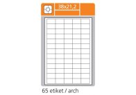Print etikety A4 pro laserový a inkoustový tisk - 38 x 21,2 mm (65 etiket / arch) Print etikety A4 pro laserový a inkoustový tisk - 38 x 21,2 mm (65 etiket / arch)