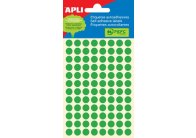 Samolepicí kolečka APLI barevná - prům. 8 mm / 288 etiket / zelená