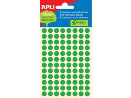 Samolepicí kolečka APLI barevná - prům. 8 mm / 288 etiket / zelená Samolepicí kolečka APLI barevná - prům. 8 mm / 288 etiket / zelená