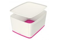 Organizační box MyBox - s víkem L / bílo - růžová Organizační box MyBox - s víkem L / bílo - růžová