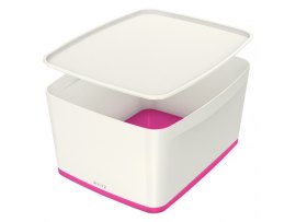Organizační box MyBox - s víkem L / bílo - růžová Organizační box MyBox - s víkem L / bílo - růžová