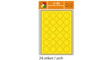 Print etikety A4 pro laserový tisk - fluorescentní - kulaté prům.40 mm ( 24 etiket / arch) fluorescentní žlutá
