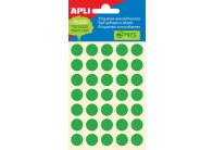 Samolepicí kolečka APLI barevná - prům. 13 mm / 175 etiket / zelená