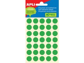 Samolepicí kolečka APLI barevná - prům. 13 mm / 175 etiket / zelená