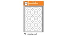 Print etikety A4 pro laserový a inkoustový tisk - kulaté průměr 25 mm ( 70 etiket / arch)