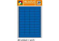 Print etikety A4 pro laserový a inkoustový tisk - 48,5 x 25,4 mm (40 etiket / arch) modrá Print etikety A4 pro laserový a inkoustový tisk - 48,5 x 25,4 mm (40 etiket / arch) modrá