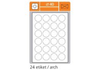 Print etikety A4 pro laserový a inkoustový tisk - kulaté průměr 40 mm (24 etiket / arch) Print etikety A4 pro laserový a inkoustový tisk - kulaté průměr 40 mm (24 etiket / arch)