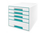 Zásuvkový box Leitz WOW - 4+1 zásuvky / tyrkysová Zásuvkový box Leitz WOW - 4+1 zásuvky / tyrkysová