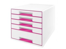 Zásuvkový box Leitz WOW - 4+1 zásuvky / růžová Zásuvkový box Leitz WOW - 4+1 zásuvky / růžová