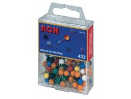 Špendlíky mapové RON - kuličky / 100 ks / barevný mix Špendlíky mapové RON - kuličky / 100 ks / barevný mix