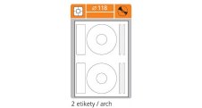 Print etikety A4 pro laserový a inkoustový tisk - průměr 118 mm (2 etikety / arch) na CD