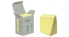 Samolepící bločky Post-it recyklované - 38 x 51 mm / žlutá / 6 x 100 lístků
