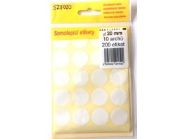 Samolepicí etikety v sáčku - kulaté prům.20mm / 200 etiket Samolepicí etikety v sáčku - kulaté prům.20mm / 200 etiket