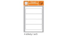 Print etikety A4 pro laserový a inkoustový tisk - 192 x 61 mm (4 etikety / arch ) vhodné na pořadače hřbet 7 cm
