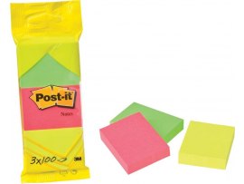 Samolepicí bločky Post-it - 51 mm x 38 mm / 3 x 100 lístků neon Samolepicí bločky Post-it - 51 mm x 38 mm / 3 x 100 lístků neon
