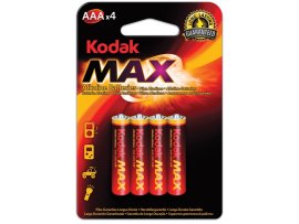 Baterie Kodak alkalické - baterie mikrotužková AAA 1,5 V / 4 ks Baterie Kodak alkalické - baterie mikrotužková AAA 1,5 V / 4 ks