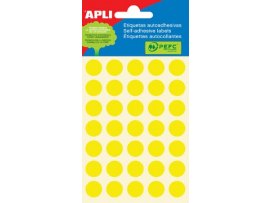 Samolepicí kolečka APLI barevná - prům. 13 mm / 175 etiket / žlutá