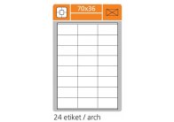 Print etikety A4 pro laserový a inkoustový tisk - 70 x 36 mm (24 etiket / arch) vhodné pro adresy na obálky Print etikety A4 pro laserový a inkoustový tisk - 70 x 36 mm (24 etiket / arch) vhodné pro adresy na obálky