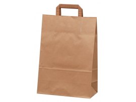 Tašky papírové plochá ucha - hnědá / 230 x 100 x 320 mm