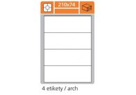 Print etikety A4 PLUS pro laserový a inkoustový tisk - 210 x 74 mm (4 etikety / arch) Print etikety A4 PLUS pro laserový a inkoustový tisk - 210 x 74 mm (4 etikety / arch)