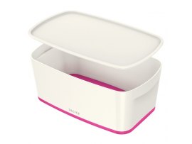 Organizační box MyBox - s víkem S / bílo - růžová
