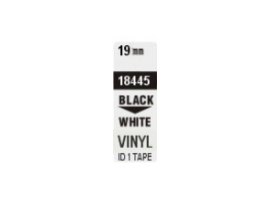Pásky D1 vinylové permanentní - 19 mm x 5,5 m / černý tisk / bílá páska