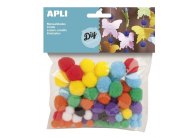 Kuličky APLI POM POM barevné / 78 ks