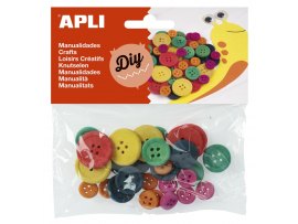 Dřevěné knoflíky APLI / mix barev / 30 ks Dřevěné knoflíky APLI / mix barev / 30 ks