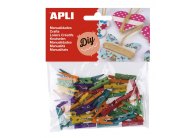 Dřevěné kolíčky APLI / mix barev / 45 ks