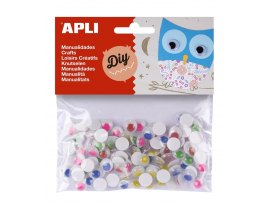 Samolepicí očička APLI kulaté / mix barev / 100 ks