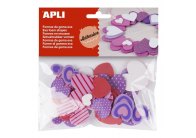 Pěnovka APLI ve tvaru srdce / mix druhů a barev / samolepicí Pěnovka APLI ve tvaru srdce / mix druhů a barev / samolepicí