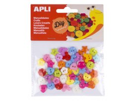 Barevné knoflíky APLI plastové / mix motivů / 60 ks