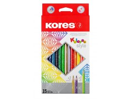 Pastelky Kores Kolores Style trojhranné / 15 barev