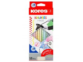 Pastelky Kores Kolores MAGIK trojhranné / gumovací / 12 barev