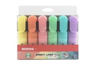Zvýrazňovač Kores Bright Liner Pastel / sada 6 ks
