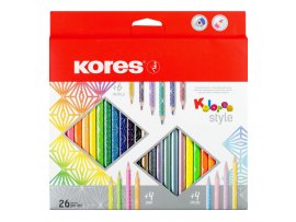 Pastelky Kores Kolores Style trojhranné / 26 barev