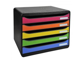 Zásuvkový box Exacompta Iderama - černý duhový / 5 zásuvek na šířku