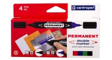 Značkovač Centropen DOUBLE 1666 permanent / sada 4 ks