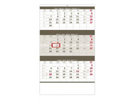 Kalendář nástěnný pracovní - tříměsíční šedý / N204