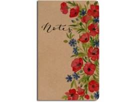 Notes linkovaný - A5 - kraft - chrpy