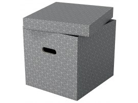 Krabice úložná Esselte - kostka / šedá / 365 x 320 x 315 mm / s otvory / 3 ks