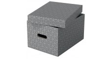 Krabice úložná Esselte - M / šedá / 360 x 265 x 205 mm / s otvory / 3 ks